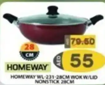 Grand Hyper Market HOME WAY WL-231-28CM WOK W/LID NONSTICK 28CM offer