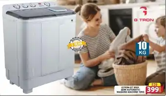 Grand Hyper Market GTRON GT 3001 SEMI AUTOMATIC WASHING MACHINE 10KG offer