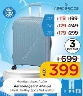 Nesto Aerobridge PP 4Wheel Hard Trolley 3pcs Set asstd. offer