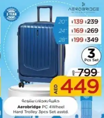 Nesto Aerobridge PC 4Wheel Hard Trolley 3pcs Set asstd. offer