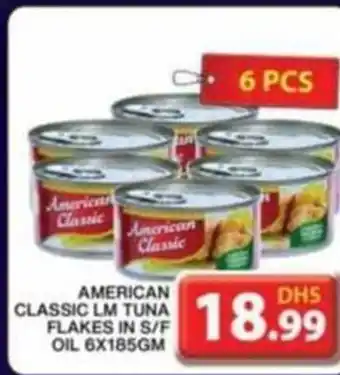 Grand Hyper Market AMERICAN CLASSIC LM TUNA FLAKES IN S/F OIL 6X185GM offer
