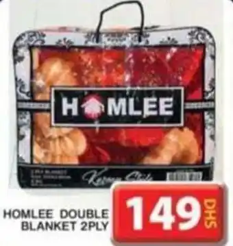 Grand Hyper Market HOMLEE DOUBLE BLANKET 2PLY offer