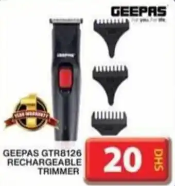Grand Hyper Market GEEPAS GTR8126 RECHARGEABLE TRIMMER offer