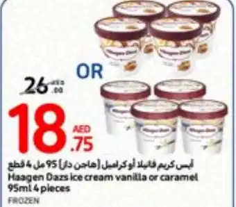 Carrefour Haagen Dazs ice cream vanilla or caramel 95ml 4 pieces offer