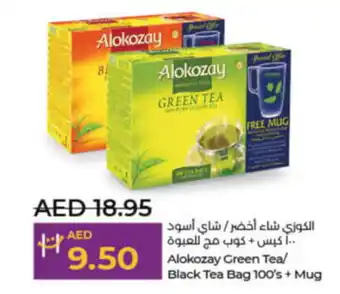 Lulu Hypermarket Alokozay Green Tea/ Black Tea Bag 100's + Mug offer