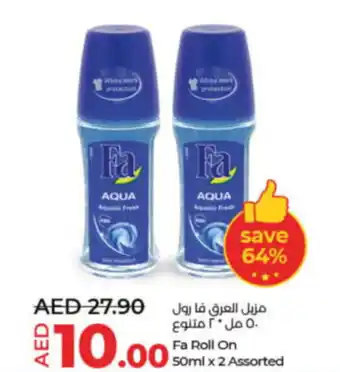 Lulu Hypermarket Fa Roll On 50ml x 2 Assorted offer