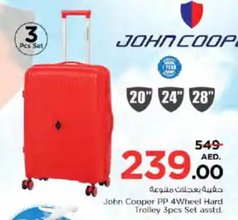 Nesto John Cooper PP 4Wheel Hard Trolley 3pcs Set asstd. offer