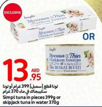 Carrefour Simpl tuna in pieces 399g or skipjack tuna in water 370g offer