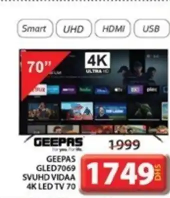 Grand Mall Sharjah GEEPAS GLED7069 SVUHD VIDAA 4K LED TV 70 offer