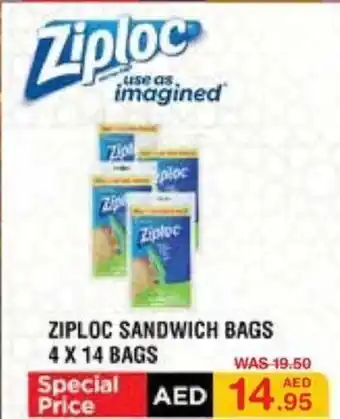 Choithrams ZIPLOC SANDWICH BAGS 4 X 14 BAGS offer