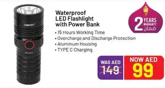 Nesto Geepas Waterproof LED Flashlight with Power Bank offer