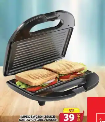 Grand Hyper Market IMPEX SW3601 2SLICE SANDWICH GRILL MAKER offer