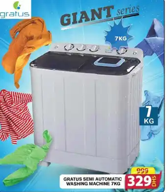 Grand Hyper Market GRATUS SEMI AUTOMATIC WASHING MACHINE 7KG offer