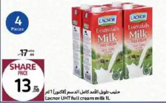 Carrefour Lacnor UHT full cream milk 1L offer