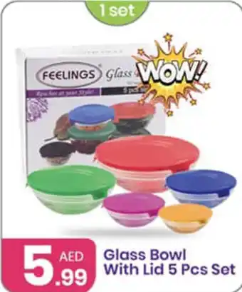 Al Nahda Gift Center Glass Bowl With Lid 5 Pcs Set offer