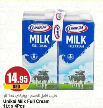 Almaya supermarket Unikai Milk Full Cream 1Lt x 4Pcs offer