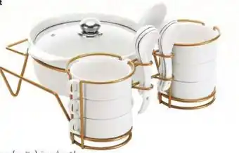 Almaya supermarket Shallow Soup Bowl With Stand 15pcs Set Asrt offer