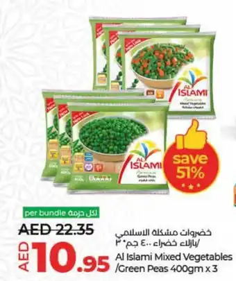 Lulu Hypermarket Al Islami Mixed Vegetables Green Peas 400gm x3 offer