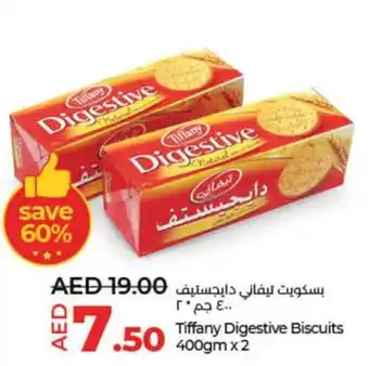 Lulu Hypermarket Tiffany Digestive Biscuits 400gm x2 offer