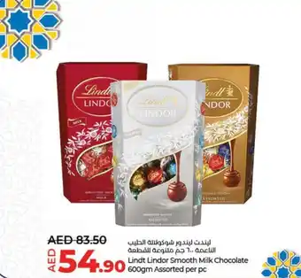 Lulu Hypermarket Lindt Lindor Smooth Milk Chocolate 600gm Assorted per pc offer