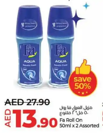 Lulu Hypermarket Fa Roll On 50ml x 2 Assorted offer