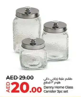 Lulu Hypermarket Danny Home Glass Canister 3pc set offer