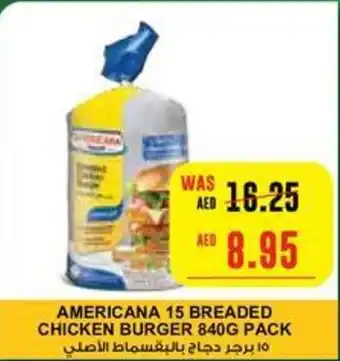 Abu Dhabi Coop AMERICANA 15 BREADED CHICKEN BURGER 840G PACK offer