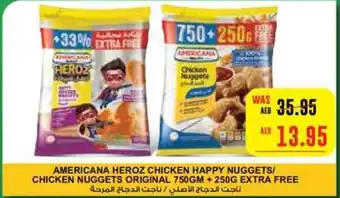 Abu Dhabi Coop AMERICANA HEROZ CHICKEN HAPPY NUGGETS/ CHICKEN NUGGETS ORIGINAL 750GM +250G EXTRA FREE offer