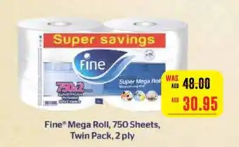 Abu Dhabi Coop Fine Mega Roll, 750 Sheets, Twin Pack, 2 ply offer