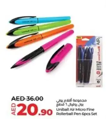 Lulu Hypermarket Uniball Air Micro Fine Rollerball Pen 6pcs Set offer