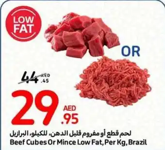 Carrefour Beef Cubes Or Mince Low Fat Per Kg offer