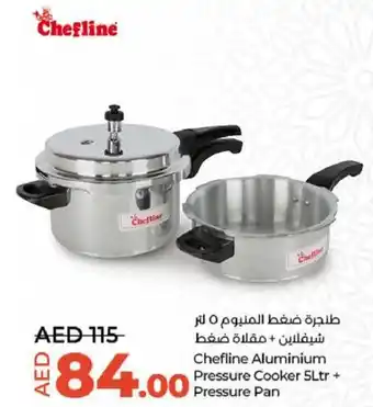 Lulu Hypermarket Chefline Aluminium Pressure Cooker 5Ltr + Pressure Pan offer