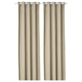 Ikea Birtna Block-out curtains, 1 pair, beige, 145x300 cm offer