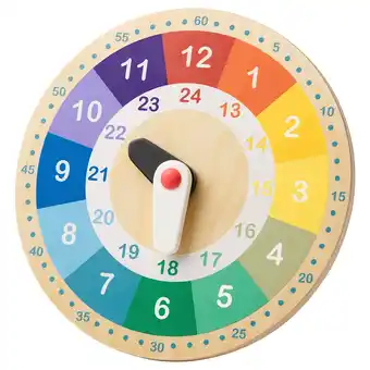 Ikea UnderhÅlla Educational wooden clock, multicolour, 25 cm offer