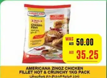 Spar AMERICANA ZINGZ CHICKEN FILLET HOT AND CRUNCHY 1KG PACK offer