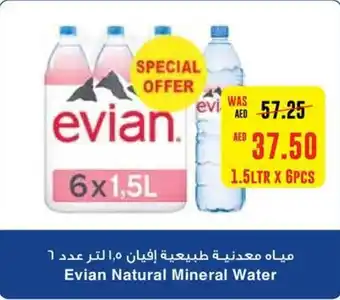 Spar Evian Natural Mineral Water 1.5LTR X 6PCS offer