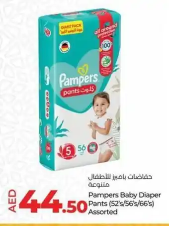 Lulu Hypermarket Pampers Baby Diaper Pants (52's/56's/66's) Assorted offer