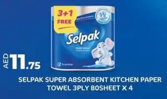 Lulu Hypermarket SELPAK SUPER ABSORBENT KITCHEN PAPER TOWEL 3PLY 80SHEET X 4 offer