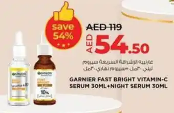 Lulu Hypermarket GARNIER FAST BRIGHT VITAMIN-C SERUM 30ML+NIGHT SERUM 30ML offer