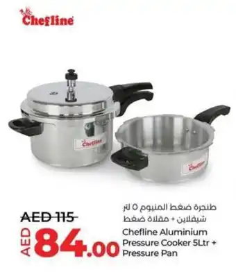 Lulu Hypermarket Chefline Aluminium Pressure Cooker 5Ltr + Pressure Pan offer