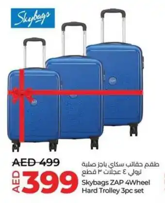 Lulu Hypermarket Skybags ZAP 4Wheel Hard Trolley 3pc set offer
