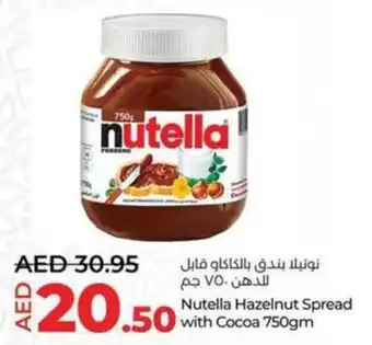 Lulu Hypermarket Nutella Hazelnut Spread with Cocoa 750gm offer