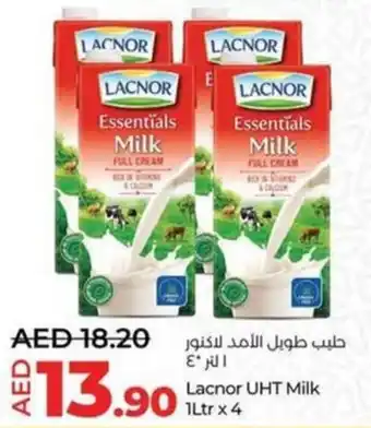 Lulu Hypermarket Lacnor UHT Milk 1Ltr x 4 offer
