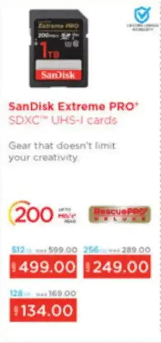 Emax SanDisk Extreme PRO SDXC UHS-I cards offer