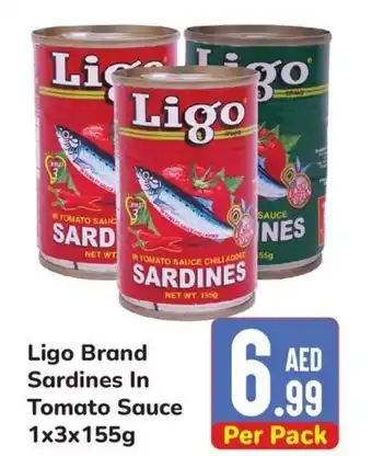 Day To Day Ligo Brand Sardines In Tomato Sauce 1x3x155g offer