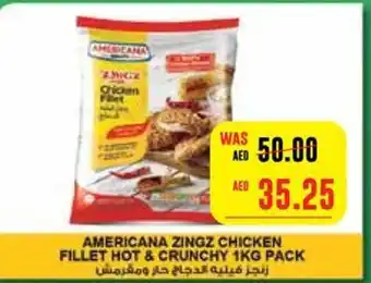 Megamart AMERICANA ZINGZ CHICKEN FILLET HOT & CRUNCHY 1KG PACK offer
