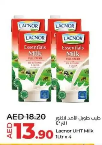Lulu Hypermarket Lacnor UHT Milk 1Ltr x 4 offer