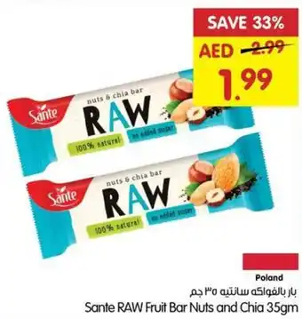 Gala Supermarket Sante RAW Fruit Bar Nuts and Chia 35gm offer
