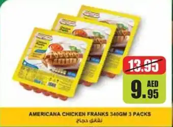 Choithrams AMERICANA CHICKEN FRANKS 340GM 3 PACKS offer