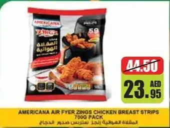 Choithrams AMERICANA AIR FYER ZINGS CHICKEN BREAST STRIPS 700G PACK offer